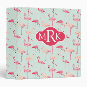 Retro Flamingo Pattern   Monogram Binder