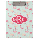 Retro Flamingo Pattern | Monogram Clipboard