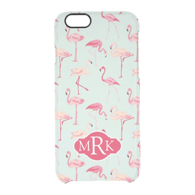 Retro Flamingo Pattern | Monogram Uncommon iPhone Case (Back)