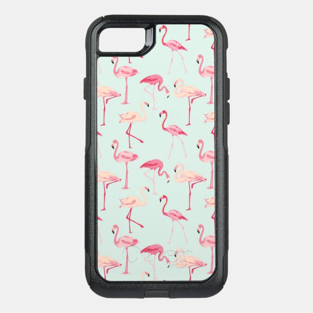 Retro Flamingo Pattern Otterbox iPhone Case (Back)