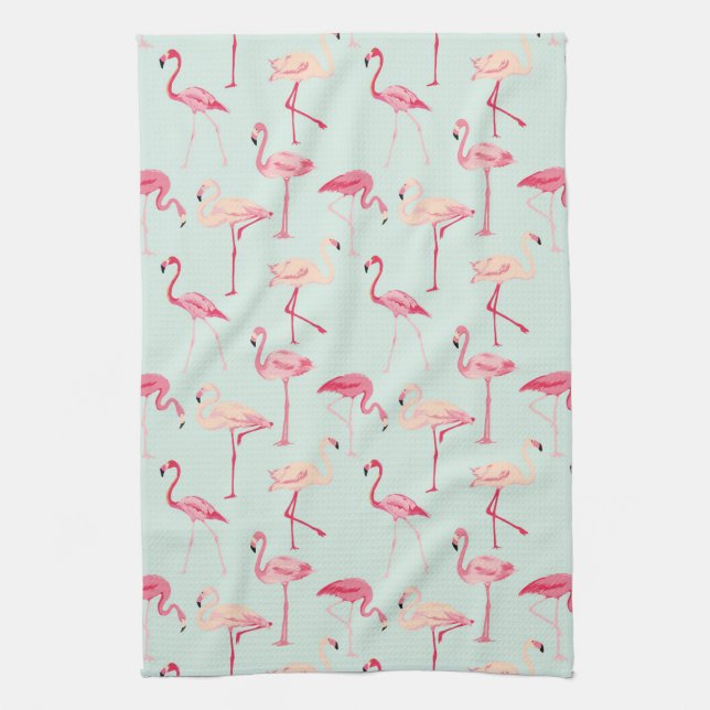Retro Flamingo Pattern Towel (Vertical)