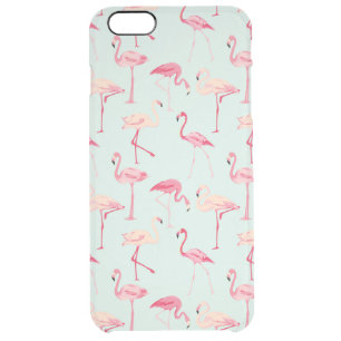 Retro Flamingo Pattern Clear iPhone 6 Plus Case