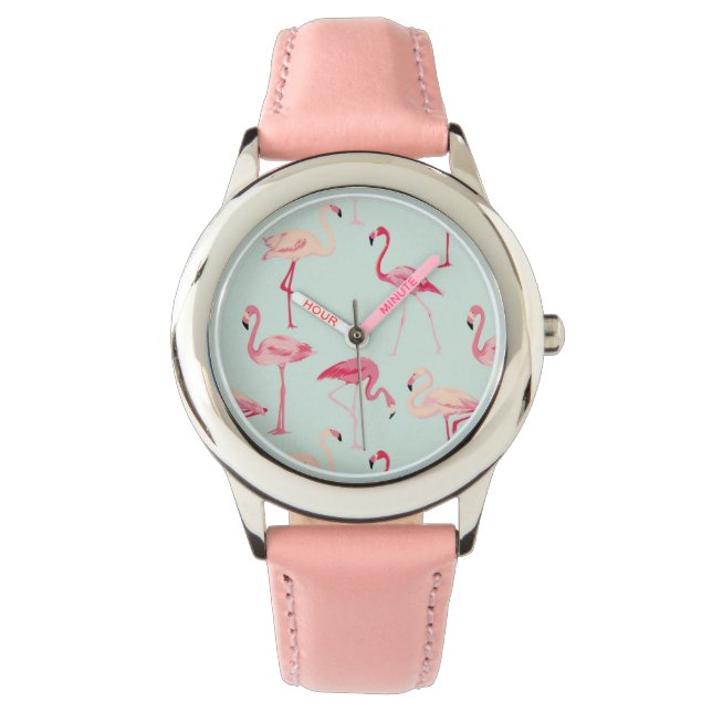 Retro Flamingo Pattern Watch (Front)