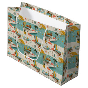 Retro Flamingo Poolside Summer Pattern (10) Large Gift Bag