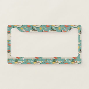 Retro Flamingo Poolside Summer Pattern (11) License Plate Frame