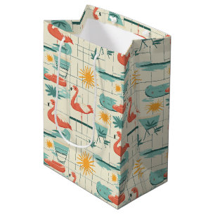 Retro Flamingo Poolside Summer Pattern (3) Medium Gift Bag