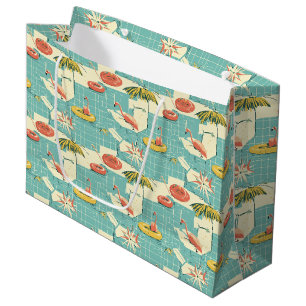 Retro Flamingo Poolside Summer Pattern (4) Large Gift Bag