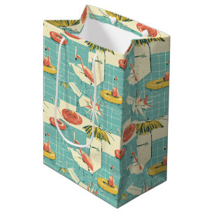 Retro Flamingo Poolside Summer Pattern (4) Medium Gift Bag