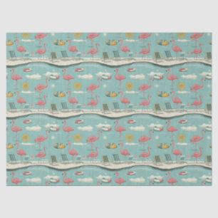 Retro Flamingo Poolside Summer Pattern (5) Tissue Paper