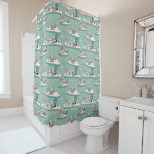 Retro Flamingo Poolside Summer Pattern (6) Shower Curtain