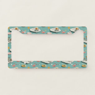 Retro Flamingo Poolside Summer Pattern (8) License Plate Frame