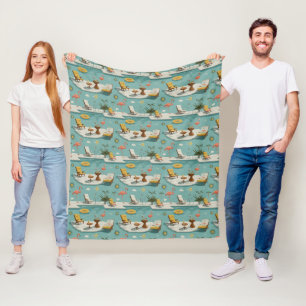 Retro Flamingo Poolside Summer Pattern (9) Fleece Blanket