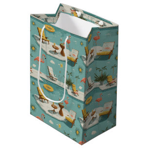 Retro Flamingo Poolside Summer Pattern (9) Medium Gift Bag