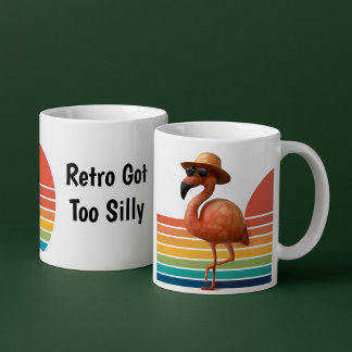 Retro Flamingo & Silly Vibes Mug Duo – Square Mock