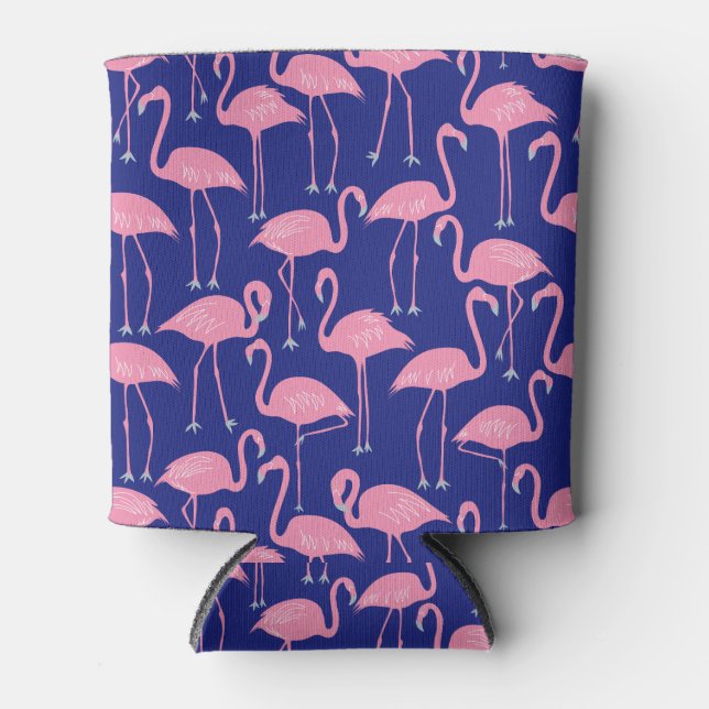 Retro Flamingo | Summer Poolside Cool Coastal Can Cooler (Front)
