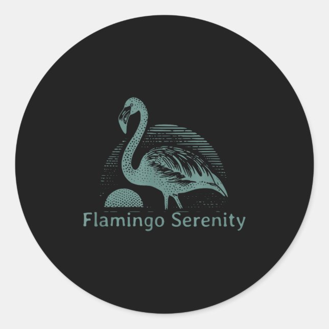 Retro Flamingo Sunset Funny 70s 80s 90s Men Women  Classic Round Sticker (Front)