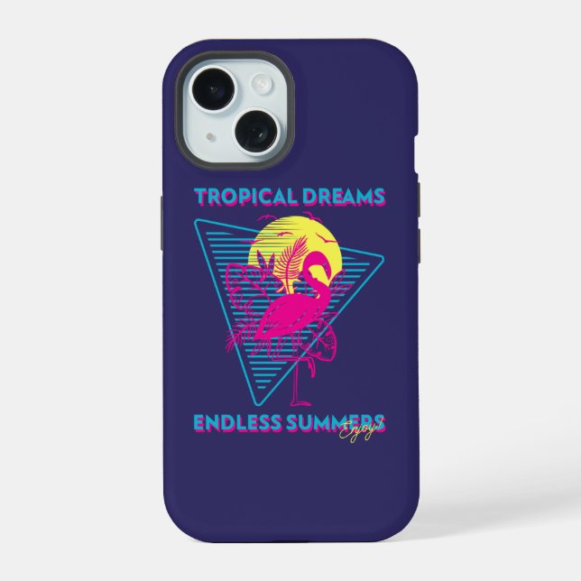 Retro Flamingo Sunset Synthwave Vibes Iphone Case (Back)