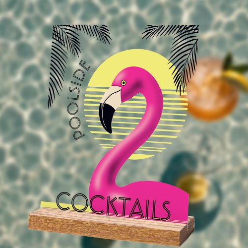 Retro Flamingo Tropical Pool Party Cocktail Bar Acrylic Sign