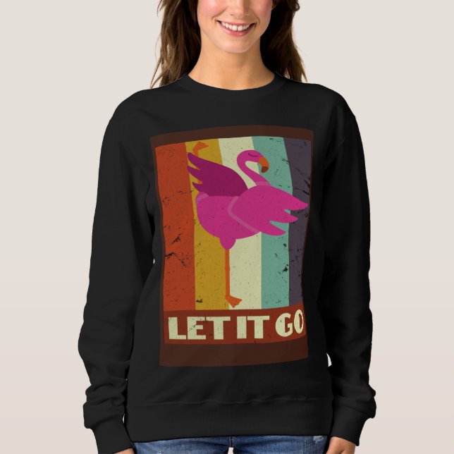 Retro Flamingo Yoga Meditation Workout Exercise Mo Sweatshirt (Front)