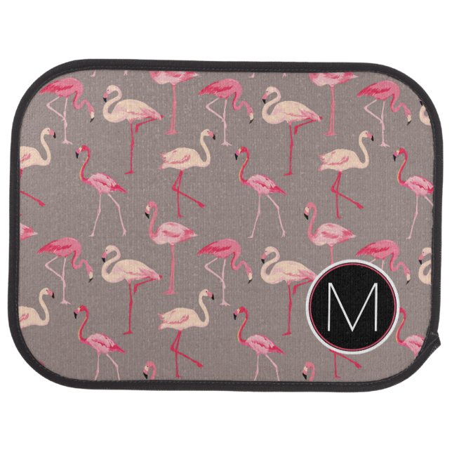 Retro Flamingos | Monogram Car Mat (Rear)