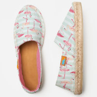 Retro Flamingos On Mint Stripes