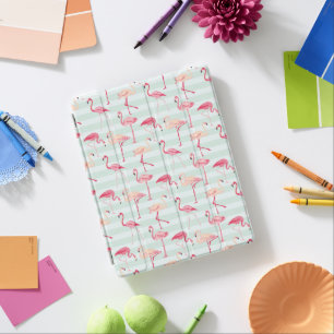 Retro Flamingos On Mint Stripes iPad Smart Cover