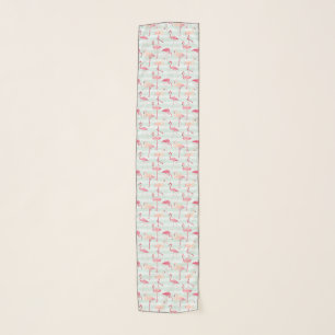 Retro Flamingos On Mint Stripes Scarf