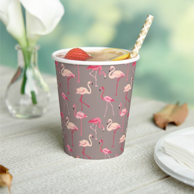 Retro Flamingos Paper Cups (Insitu)