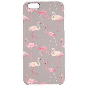 Retro Flamingos Clear iPhone 6 Plus Case