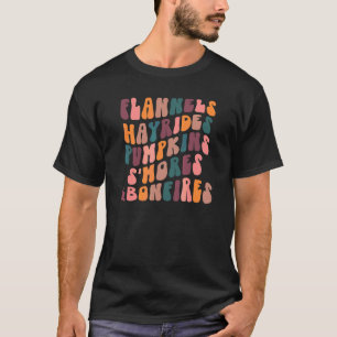 Retro Flannels Hayrides Pumpkins S'mores Bonfires T-Shirt