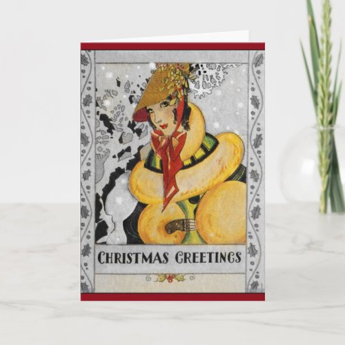 Retro Flapper Christmas Greeting Holiday Card