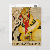 Retro Flapper Christmas Greetings Holiday Postcard (Front/Back)