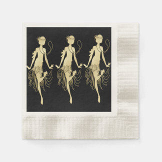 Retro Flappers Black Background Napkins