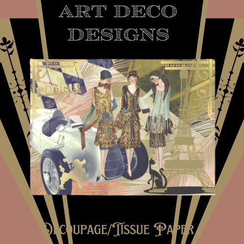 Retro Flappers in Paris Decoupage Craft Tissue Paper