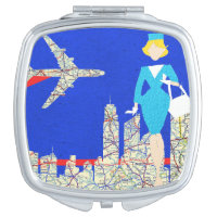 Retro Flight Attendant Compact Mirror