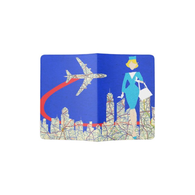 Retro Flight Attendant Passport Holder (Opened)
