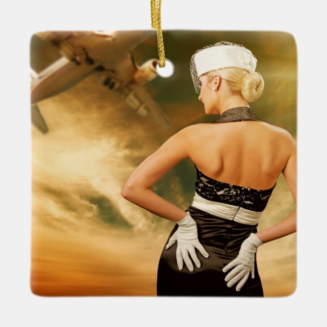Retro Flight Attendant - SRF Ceramic Ornament (Front)
