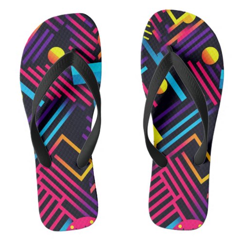 Retro Flip Flops with Funky Abstract Lines