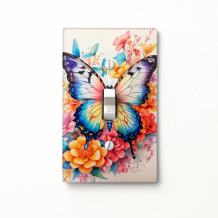 Retro Floating Beautiful Butterfly Illustration Light Switch Cover