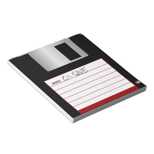 Retro Floppy Disk Notepad with DOS COMMAND SAVE (Angled)