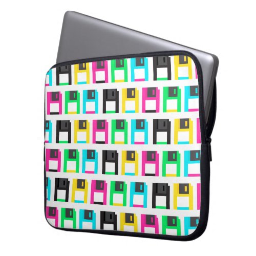 Retro Floppy Disk Pixel Pattern Colorful Laptop Sleeve