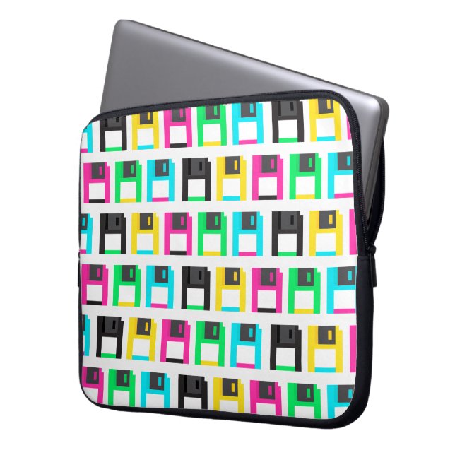 Retro Floppy Disk Pixel Pattern Colorful Laptop Sleeve (Front Left)