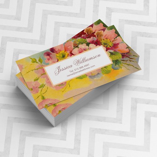 Retro Floral 1950s Primroses Design Business Card