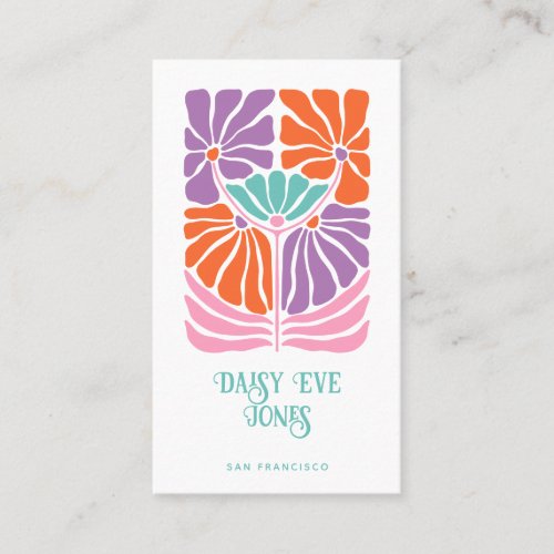 Retro Floral 70s Business Card