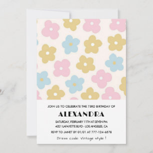 Retro Floral 73rd birthday invitations