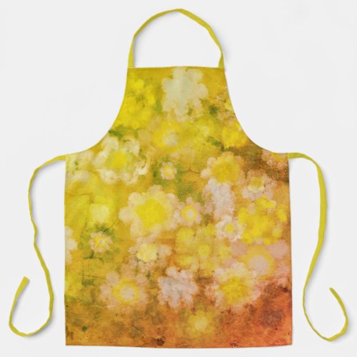 Retro Floral Abstract Salty Watercolor Painting  Apron