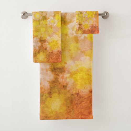 Retro Floral Abstract Salty Watercolor Painting  Bath Towel Set