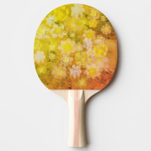 Retro Floral Abstract Salty Watercolor Painting  Ping Pong Paddle