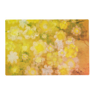 Retro Floral Abstract Salty Watercolor Painting  Placemat