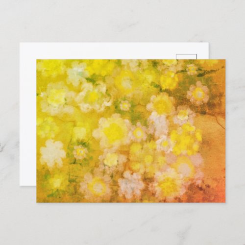 Retro Floral Abstract Salty Watercolor Painting  Postcard
